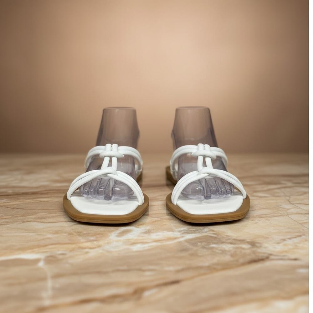Azalea Wang Stetson White Knot Slip‎ On Mule Sandal Size 9